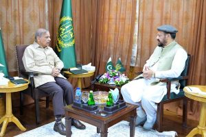 Prime Minister Muhammad Shehbaz Sharif meets Chief Minister Gilgit-Baltistan Gulbar Khan.