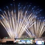 An eye catching view of fireworks at midnight in Qayum Sports Complex to celebrate the 78th Independence Day of Pakistan