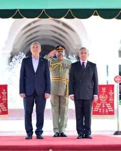 President of Iran H.E. Dr. Masoud Pezeshkian receives guard of honor at Prime Minister's House