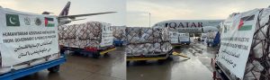 GoP/NDMA Dispatched 18th Humanitarian Consignment for Gaza under PM's Directives. The aircraft, carrying 100 tons of dry ration food packs, MREs, and essential medicines, departed from Islamabad International Airport to Amman, Jordan, for the people of Gaza