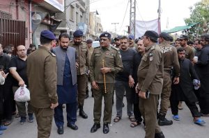 CPO Multan Sadiq Ali Dogar, along with Deputy Commissioner Hamid Waseem Sandhu, visits the main Chehlum processions of Hazrat Imam Hussain (R.A) in the city to review security arrangements.