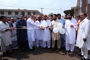 Minister for Higher Education Meena Khan Afridi, along with officials, inaugurates a Special Cleanliness Drive in connection with Marka-e-Haq and Independence Day Celebration Week at Kohati Gate.