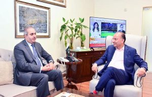 Federal Minister for Climate Change and Environmental Coordination, Dr. Musadik Malik, met with His Excellency Mr. Ali Mubarak Ali Essa Al-Khater, Ambassador of the State of Qatar to the Islamic Republic of Pakistan, to discuss avenues for enhanced bilateral cooperation