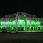 A view of Sargodha Arts Council building being decorated with colourful lights to mark the national celebrations, fostering a sense of shared pride and unity under the theme of ‘Maarka-e-Haq’ (Struggle for Right) for Pakistan’s Independence Day