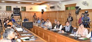 Prime Minister Muhammad Shehbaz Sharif chairs a meeting in Narowal regarding the flood situation in Punjab.
