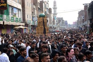 - A large number of mourners attend the Chehlum procession commemorating the martyrdom of Imam Hussain ibn Ali (AS), the grandson of the Holy Prophet Muhammad (PBUH), and other martyrs of the Karbala.