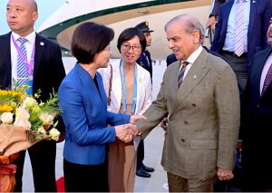 Prime Minister Muhammad Shehbaz Sharif arrives in Tianjin for his official visit to China to attend 25th SCO Council of Heads and 80th anniversary of Chinese People's War of Resistance
