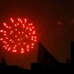 An attractive view of fireworks at midnight to celebrate the 78th Independence Day of Pakistan in the city