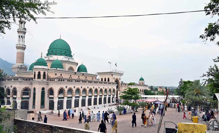 A view of Bari Imam Shrine during the three-day annual celebrations of the 320th Urs of Hazrat Shah Abdul Latif Kazmi, popularly known as Bari Imam, in the Federal Capital