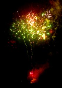 An attractive view of fireworks at midnight to celebrate the 78th Independence Day of Pakistan in the city