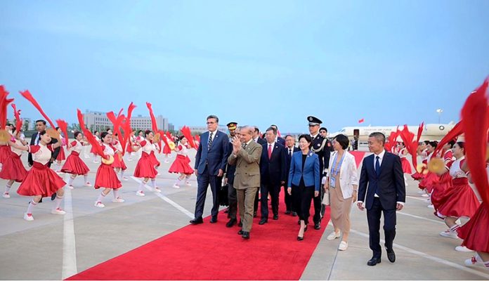Prime Minister Muhammad Shehbaz Sharif arrives in Tianjin for his official visit to China to attend 25th SCO Council of Heads and 80th anniversary of Chinese People's War of Resistance