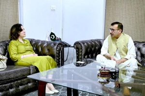 Turkish Cooperation and Coordination Agency’s (TIKA) Country Coordinator Saliha Tuna meets with Managing Director of the Associated Press of Pakistan, Muhammad Asim Khichi, during her visit to APP Headquarters.