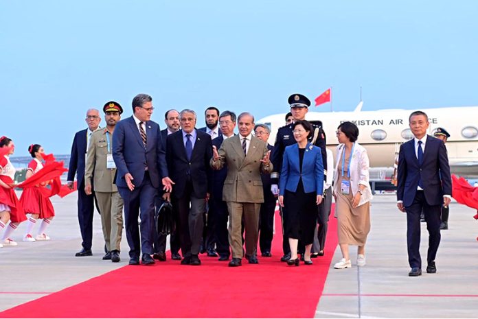 Prime Minister Muhammad Shehbaz Sharif arrives in Tianjin for his official visit to China to attend 25th SCO Council of Heads and 80th anniversary of Chinese People's War of Resistance