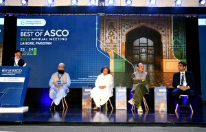 During the panel discussion at the international conference titled “Best of ASCO 2025” organized by Himmel Pharmaceuticals and the Society of Medical Oncology Pakistan, doctors are responding to questions from the participants 