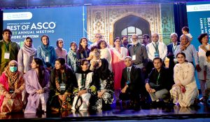 During the panel discussion at the international conference titled “Best of ASCO 2025” organized by Himmel Pharmaceuticals and the Society of Medical Oncology Pakistan, doctors are responding to questions from the participants 