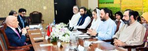 Senator Bilal Ahmed Khan, Convener Pakistan-Morocco Parliamentary Friendship Group in the senate in a meeting with Ambassador of the Kingdom of Morocco to Pakistan H.E Mr. Mohamed Karmoune at Parliament House.