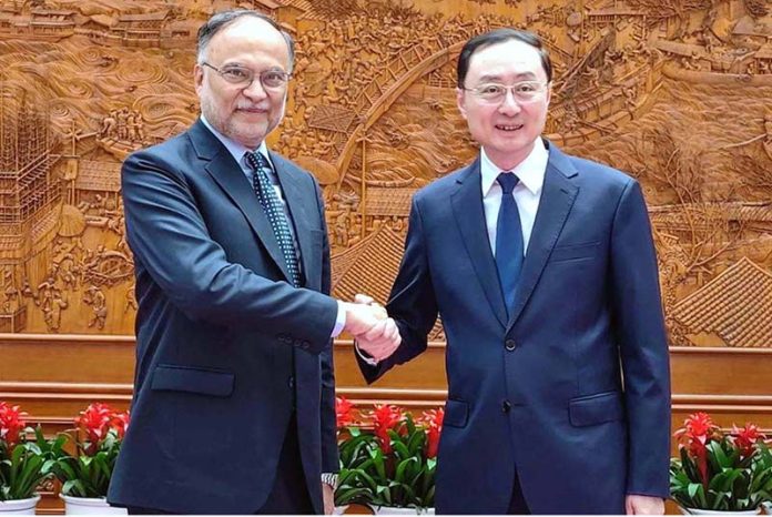 Federal Minister for Planning Development & Special Initiative Professor Ahsan Iqbal meet with H.E. Sun Weiding, Vice Foreign Minister of China at Chinese Foreign Affairs