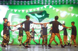 Sindh Education Minister Sardar Shah addressing an event organized by the Sindh School Education Department to mark Independence Day and Marka-e-Haq celebrations at the Arts Council of Pakistan.