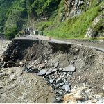 The main highway from Alpuri to Bisham has been completely washed away by floodwaters at Sahibabad.