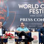 President Arts Council Muhammad Ahmed Shah with singer Rahat Fateh Ali Khan addressing a press briefing to announce the World Culture Festival 2025 starting October 30.