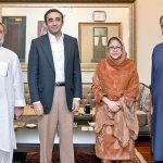 Members of Sindh Assembly Sardar Khan Chandio and Burhan Khan Chandio meeting with Chairman Pakistan People’s Party Bilawal Bhutto Zardari and Central President PPP Women's Wing MPA Faryal Talpur at Bhutto House and informed them about the public problems in their constituencies Wara and Qambar