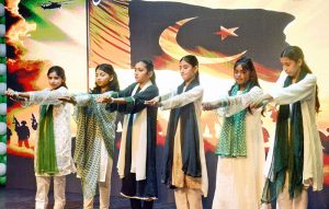 Sindh Education Minister Sardar Shah addressing an event organized by the Sindh School Education Department to mark Independence Day and Marka-e-Haq celebrations at the Arts Council of Pakistan.