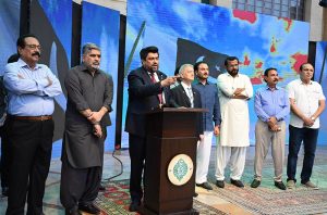 Governor Sindh Kamran Khan Tessori addresses a ceremony to mark Marka-e-Haq, Independence Day Celebrations" (Shuhda Day) at Governor House