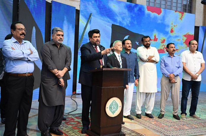 Governor Sindh Kamran Khan Tessori addresses a ceremony to mark Marka-e-Haq, Independence Day Celebrations