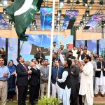Consul General of Turkiye, Cemal Sango hoisting Pakistani flag at a ceremony to mark Marka-e-Haq, Independence Day Celebrations" (Shuhda Day) at Governor House