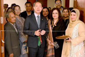 H.E. Akamatsu Shuichi, Ambassador of Japan to Pakistan, inaugurates the art exhibition titled "From Surreal to the Real – A Spiritual Travelogue", organized in collaboration with Nomad Gallery at PNCA.