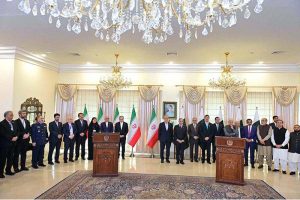 Prime Minister Muhammad Shehbaz Sharif and the President of Iran H.E. Dr. Masoud Pezeshkian address a joint press stakeout
