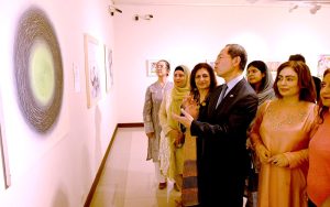 H.E. Akamatsu Shuichi, Ambassador of Japan to Pakistan, inaugurates the art exhibition titled "From Surreal to the Real – A Spiritual Travelogue", organized in collaboration with Nomad Gallery at PNCA.