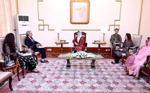 Founder & Honorary CEO Pink Ribbon Pakistan, Omer Aftab calls on First Lady Aseefa Bhutto Zardari, at Awan-e- Sadr. APP/MAF/TZD/ABB