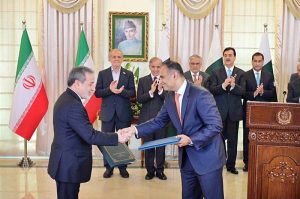 A ceremony of exchange of MoUs for various sectors between Pakistan and Iran