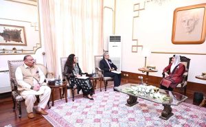 Founder & Honorary CEO Pink Ribbon Pakistan, Omer Aftab calls on First Lady Aseefa Bhutto Zardari, at Awan-e- Sadr. APP/MAF/TZD/ABB