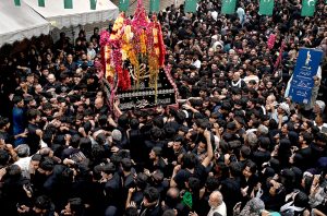 Mourners attending the Chehlum procession to commemorate the martyrdom of Hazrat Imam Hussain (RA), the grandson of Holy Prophet Muhammad (PBUH).