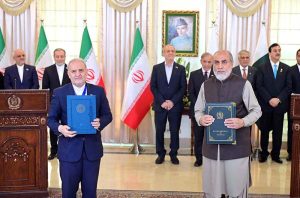 A ceremony of exchange of MoUs for various sectors between Pakistan and Iran