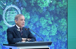 Prime Minister Muhammad Shehbaz Sharif addresses the launching ceremony of the New Energy Vehicles Policy.