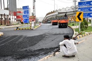 Heavy machineries being used during construction work of Walton Road.