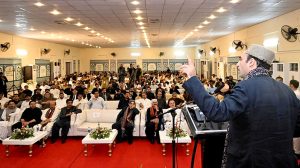 Chairman Pakistan Peoples Party, Bilawal Bhutto Zardari, addressing during the concluding day of the 282nd Urs celebrations of Hazrat Shah Abdul Latif Bhitai. APP/AKS/IQJ/TZD/FHA
