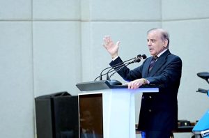 Prime Minister Muhammad Shehbaz Sharif addresses the launching ceremony of the New Energy Vehicles Policy.