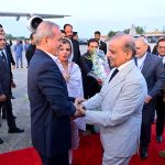 Prime Minister Muhammad Shehbaz Sharif warmly welcomes Dr. Seyed Ebrahim Raisi, President of the Islamic Republic of Iran, upon his arrival in Islamabad for a two-day official visit to Pakistan