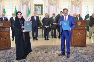A ceremony of exchange of MoUs for various sectors between Pakistan and Iran
