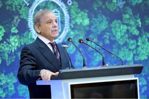 Prime Minister Muhammad Shehbaz Sharif addresses the launching ceremony of the New Energy Vehicles Policy.