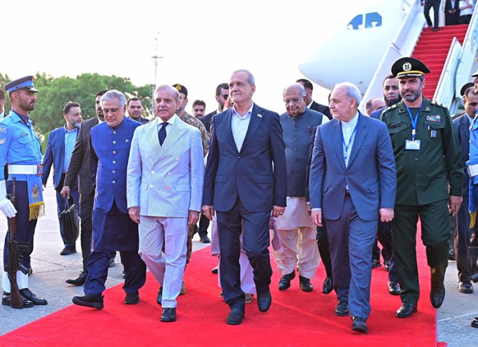 Prime Minister Muhammad Shehbaz Sharif receives Dr. Seyed Ebrahim Raisi, President of the Islamic Republic of Iran, upon his arrival in Islamabad for a two-day official visit to Pakistan