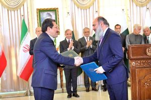 A ceremony of exchange of MoUs for various sectors between Pakistan and Iran