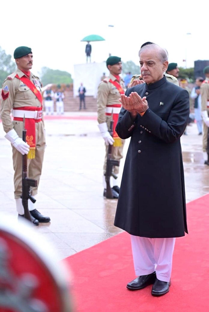 Prime Minister Muhammad Shehbaz Sharif attends flag hoisting ceremony at Pakistan Monument