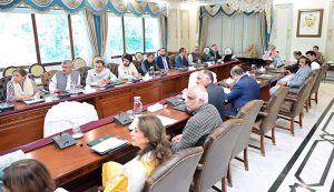 Prime Minister Muhammad Shehbaz Sharif chairs a meeting to review relief operations during the torrential rains and floods.