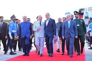 Prime Minister Muhammad Shehbaz Sharif receives Dr. Seyed Ebrahim Raisi, President of the Islamic Republic of Iran and his delegation upon their arrival in Islamabad for a two-day official visit to Pakistan