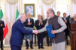 A ceremony of exchange of MoUs for various sectors between Pakistan and Iran